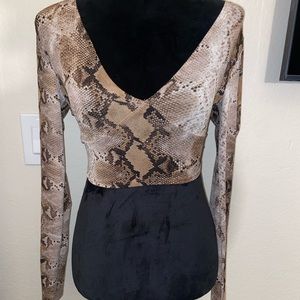 Snake Print Cropped Shirt